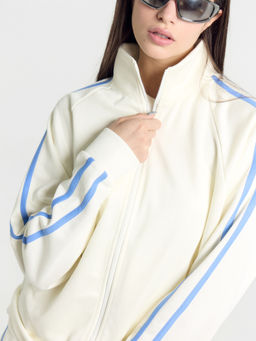 Толстовка женская светло-молочная с синими лампасами св.молочный +тихие воды 172103/1 - Mark formelle фото 3