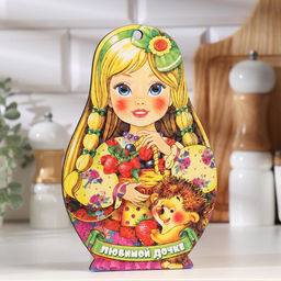 Цена за 2 шт. Доска разделочная сувенирная Матрёшка. Любимой дочке, 14.9?23 см