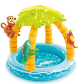 Детский надувной бассейн с навесом 102х86 см Тропический остров 45л, от 1 до 3 лет - Intex фото 4