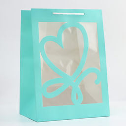 Цена за 12 шт. Пакет подарочный с фигурным окном, 25?18?35 см, голубой