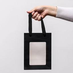 Пакет подарочный, с окном, 20×15×10 см, чёрный