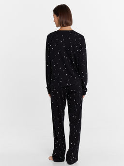 Комплект женский (джемпер, брюки) черный со звездной россыпью звездная россыпь на черном 592468