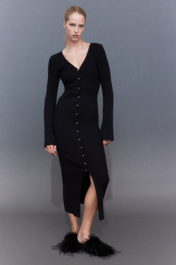 Rib-knit button-front dress - H&m фото 3