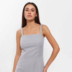 Платье женское короткое MIST: Classic Collection, светло-серое, размер 46