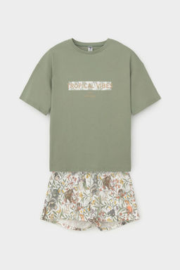 Crockid _ КБ 2828/оливковый хаки,эвкалипт пижама для дев