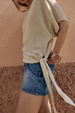 TOP COMBINADO PUNTO NUDO / Beige claro