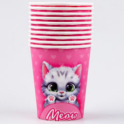 Цена за 40 шт. Стакан бумажный Котик, 250 мл - Страна карнавалия фото 2