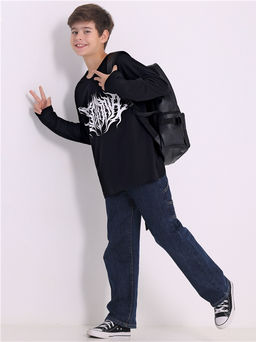 Лонгслив для мальчика Апрель из хлопка черный  фото 3