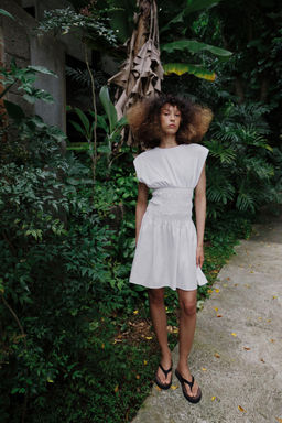 VESTIDO COMBINADO POPEL?N / Blanco
