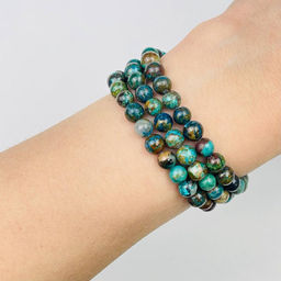 Бусины для украшений из Хризоколлы (64 бусины) 39 см