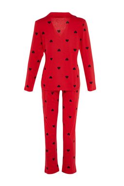 Trendyolmilla Lacivert %100 Pamuklu Kalpli Orme Pijama Tak?m? THMAW21PT0548 фото 8