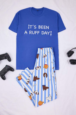 Mavi Regular/Normal Kesim K?sa Kollu Pamuklu Hayvan Desenli Pijama Tak?m? TMNSS26PT00004