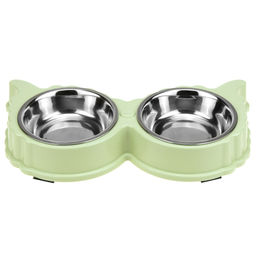 Миска для кормления животных из нержавеющей стали Сова 0,18л, д11см h2,8см, 2 штуки на пластмассовой подставке 29,5х15х4см, цвета микс (Китай) - Pet toys фото 6