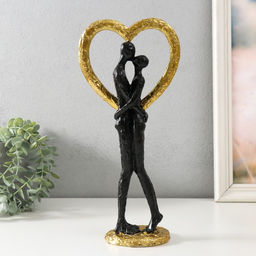 Фигурка полистоун Абстракция. Поцелуй у сердца, золото с чёрным, 14.5?9?32 см