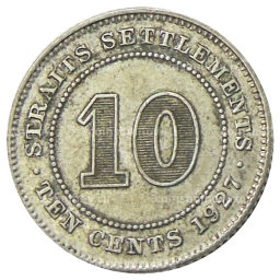 10 центов 1927 года Стрейтс Сетлментс