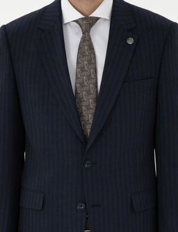 Lacivert Slim Fit _izgili Tak_m Elbise