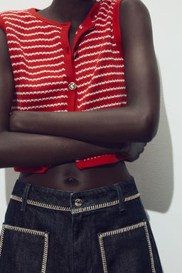 JACQUARD BUTTON WAISTCOAT TOP - Zara фото 7