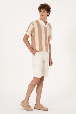 Erkek Comfort Fit Ka__k Yaka Camel _rg_l_ Ti__rt Sepette S_rpriz _ndirim - U.s. polo assn фото 4