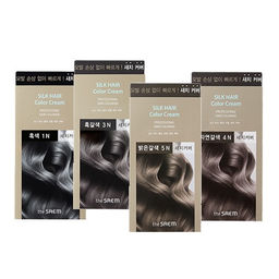 Краска для закрашивания седины THE SAEM Silk Hair Color Cream Gray Hair Natural Brown Black N3 Коричнево-черный, 60g+60g