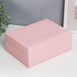 Шкатулка кожзам для украшений Бледно-розовая матовая 9х23х17 см - Simaland фото 17