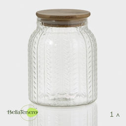 Банка для сыпучих BellaTenero «Эко. Хрусталик», 1 л, 11×14.5 см, с бамбуковой крышкой, стекло, прозрачная