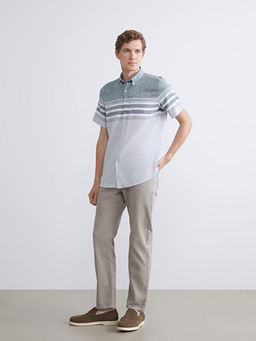 Regular Fit K?sa Kollu ?izgili Arm?rl? Erkek G?mlek