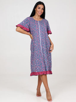 152 ЖЕНСКИЙ ХАЛАТ (Индиго/цветы)