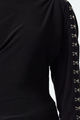 Trendyolmilla Siyah Kay?k Yaka Agraf Detayl? Orme Bluz TPRAW25BZ00025 фото 4
