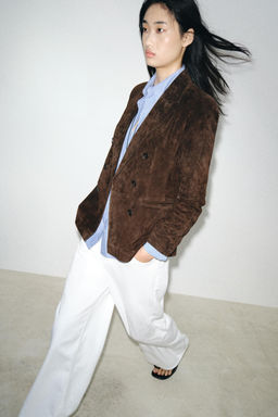 DOUBLE-BREASTED 100% LEATHER SUEDE BLAZER - Zara фото 13