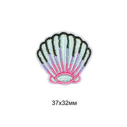 Термоаппликации вышитые арт.TBY.S32 Ракушка маленькая 10 шт 3,7х3,2 см