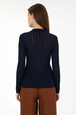 Женский темно-синий свитер с воротником-поло Неожиданная скидка в корзине - U.s. polo assn фото 5