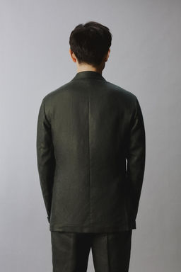 BLAZER CRUZADA TRAJE 100% LINO / Khaki - Zara фото 3