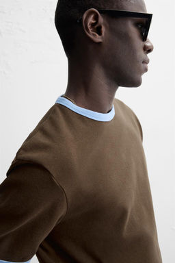 BASIC CONTRAST RIB T-SHIRT - Zara фото 7