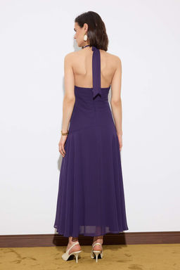 Limited Edition Mor Volanl? Sifon Maxi Astarl? S?k/Gece Elbise TPRSS26EL00032 - Trendyolmilla фото 4