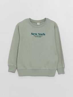 Rahat Kal?p Bisiklet Yaka Bask?l? Erkek ?ocuk Sweatshirt