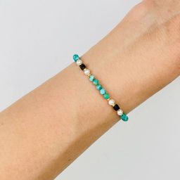 Браслет из Бирюзы, Жемчуга и Обсидиана 16 см +