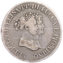 Монета 5 франков 1805 года Лукка и Пьoмбино