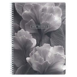 Тетрадь, 96 л. клетка, арт. 72639/ ЛЕПЕСТКИ/ А4 гребень по длинной стороне, мелованный картон 270 г/