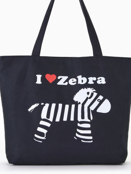 Сумка - шоппер «Зебра», на молнии, с принтом, 42×9×32 см, чёрная