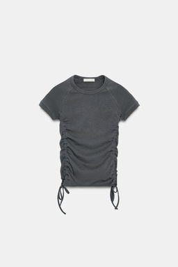 CAMISETA FRUNCES AJUSTABLES / Plomo - Zara фото 5