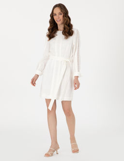 Beyaz Regular Fit Dokuma Elbise - Pierre cardin фото 3