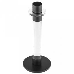 Подсвечник стеклянный "Стела" h19,4см, чаша металл д2,5см, h2см, металлическое нескользящее основание д8см, прозрачный/черный, в коробке (Китай)