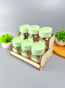 Набор банок 200мл 6шт с крышкой-дозатором поворотным НЕЖНО-МЯТНЫЙ для сып.прод. на дер.под.