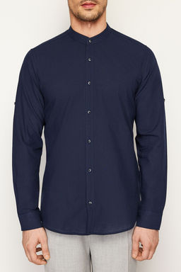 TRENDYOL MAN Koyu Yesil Slim Fit Basic Hakim Yaka Apoletli %100 Pamuklu Keten Gorunumlu Gomlek TMNSS20GO0188 - Trendyolmilla фото 24