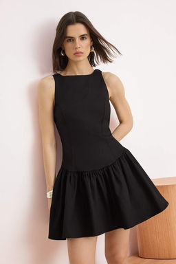 Siyah Duz K?sa / Mini Dokuma Elbise TWOSS25EL00865