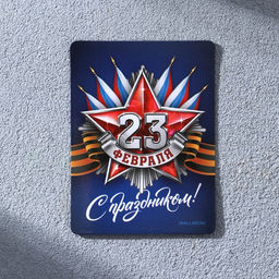 Цена за 4 шт. Магнит полимерный С праздником 23 февраля, 6?8 см