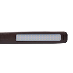TLD-551 Brown/LED/450Lm/3000-6000K/Dimmer/USB Светильник настольный c часами, календарем, термометром, 9W. Сенсорный выключатель. Коричневый (стилизован под кожу). TM Uniel.