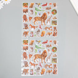 Наклейка пластик выпуклые Звери и птицы МИКС 2 листа 33,5х21,7 см - Simaland фото 2