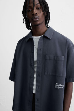 EMBROIDERED TEXTURED OVERSHIRT