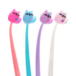 Цена за 48 шт. Ручка - прикол гелевая Котик, синий стержень, МИКС - Calligrata фото 6